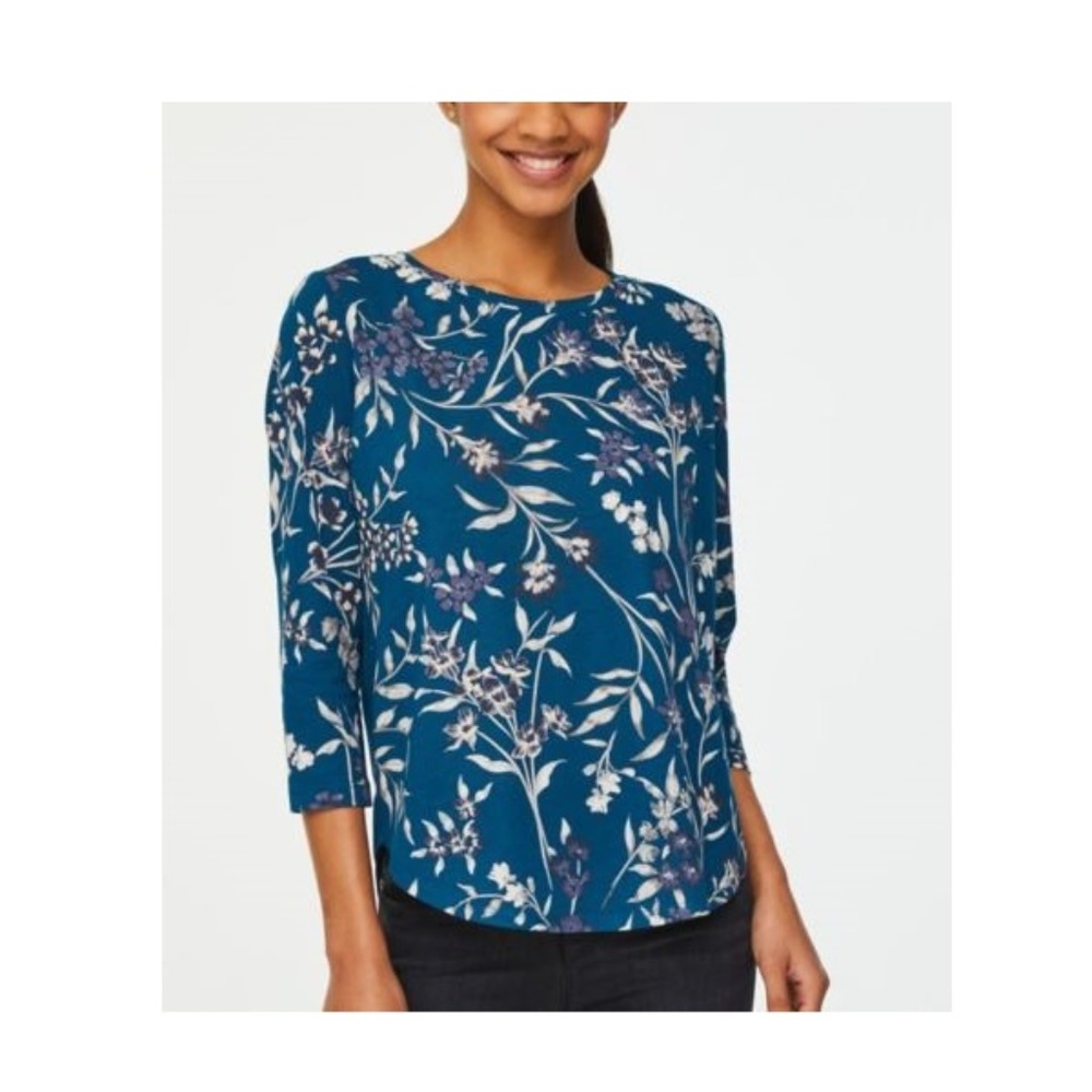 FLORAL MIXED MEDIA  DOLMAN TOP